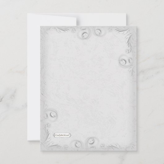 Elegant Silver Scrollwork Formal Wedding Invite Kaart (Achterkant)