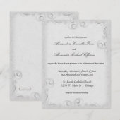 Elegant Silver Scrollwork Formal Wedding Invite Kaart (Voorkant / Achterkant)
