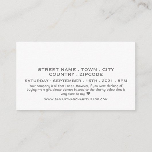 Elegant Silver Seahorse, Birthday Party Ticket Informatiekaartje (Achterkant)