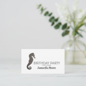 Elegant Silver Seahorse, Birthday Party Ticket Informatiekaartje (Staand voorkant)