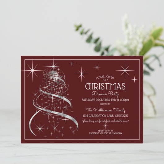 Elegant Silver Shimmer Kerstfeest Kaart (Staand voorkant)