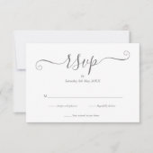 Elegant Silver Signature Script RSVP-kaart RSVP Kaartje (Voorkant)