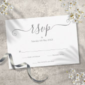 Elegant Silver Signature Script RSVP-kaart RSVP Kaartje