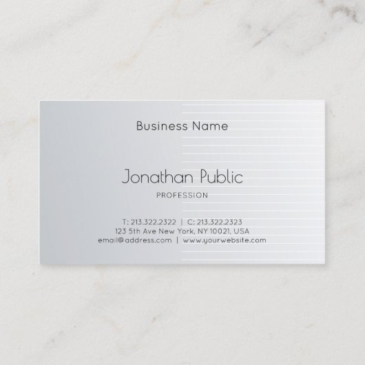 Elegant Silver Sjabloon Professioneel Luxe Modern Visitekaartje (Achterkant)