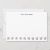 Elegant Silver Snowflake gepersonaliseerd Notitiekaartje (Voorkant)