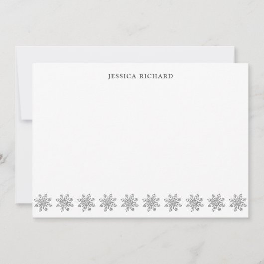 Elegant Silver Snowflake gepersonaliseerd Notitiekaartje (Voorkant)