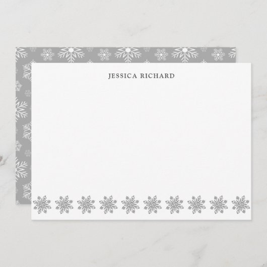 Elegant Silver Snowflake gepersonaliseerd Notitiekaartje (Voorkant / Achterkant)