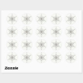 Elegant Silver Snowflake Ronde Sticker (Vel)