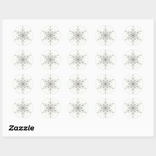 Elegant Silver Snowflake Ronde Sticker (Vel)
