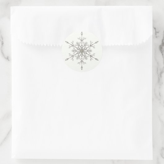 Elegant Silver Snowflake Ronde Sticker (Tas)