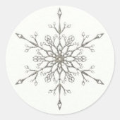 Elegant Silver Snowflake Ronde Sticker (Voorkant)