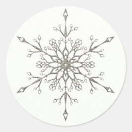 Elegant Silver Snowflake Ronde Sticker