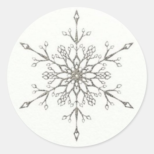 Elegant Silver Snowflake Ronde Sticker (Voorkant)