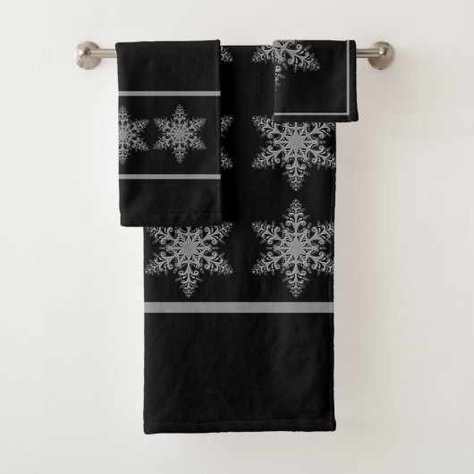 Elegant Silver Snowflake Towel Set Bad Handdoek (Insitu)