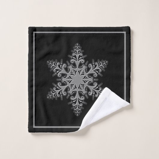 Elegant Silver Snowflake Towel Set Bad Handdoek (Wasdoekje)