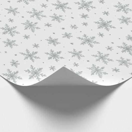 Elegant Silver Snowflake | Winter Holiday  Cadeaupapier (Hoek)