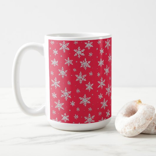 Elegant Silver Snowflake | Winter Holiday  Koffiemok (Met donut)
