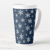 Elegant Silver Snowflake | Winter Holiday  Latte Mok (Rechterhoek)