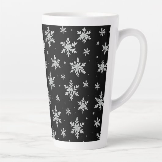 Elegant Silver Snowflake | Winter Holiday  Latte Mok (Rechts)