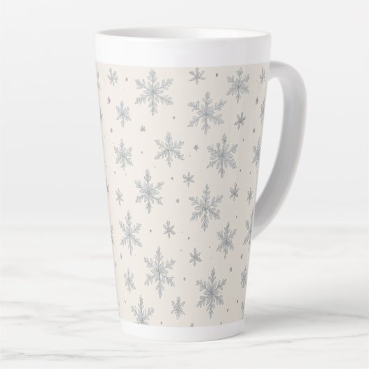 Elegant Silver Snowflake | Winter Holiday  Latte Mok (Rechterhoek)
