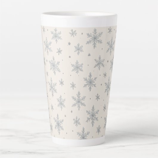 Elegant Silver Snowflake | Winter Holiday  Latte Mok (Voorkant)