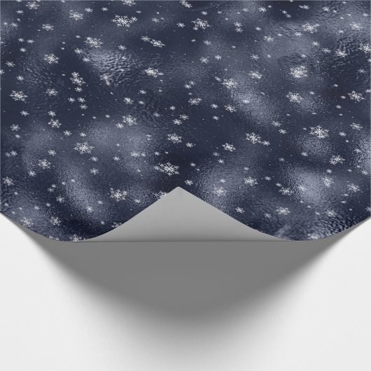 Elegant Silver Snowflakes kerst Cadeaupapier (Hoek)