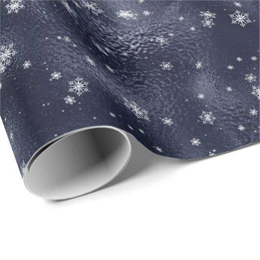 Elegant Silver Snowflakes kerst Cadeaupapier (Rol Hoek)