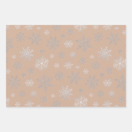 Elegant Silver Snowflakes kerst Inpakpapier Vel (Voorkant 3)