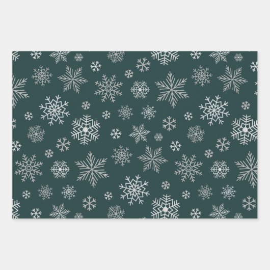Elegant Silver Snowflakes kerst Inpakpapier Vel (Voorkant 2)