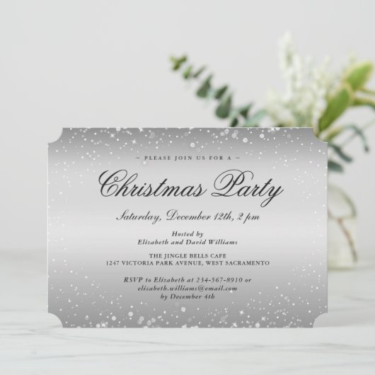 Elegant Silver Snowflakes Kerstfeestdag Kaart (Staand voorkant)