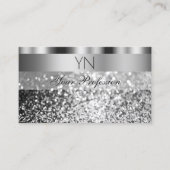 Elegant Silver Sparging Glitter Monogram Modern Visitekaartje (Voorkant)
