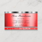 Elegant Silver Sparging Ruby Red Glitter Diamonds Visitekaartje (Achterkant)
