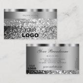 Elegant Silver Sparking Glitter met Logo Moderne Visitekaartje (Voorkant / Achterkant)