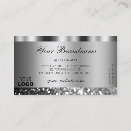 Elegant Silver Sparking Glitter met Logo Moderne Visitekaartje (Achterkant)