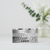 Elegant Silver Sparking Glitter met Logo Moderne Visitekaartje (Staand voorkant)