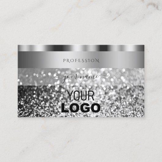 Elegant Silver Sparking Glitter met Logo Moderne Visitekaartje (Voorkant)