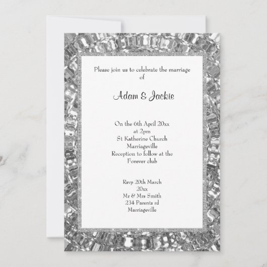 ELEGANT SILVER SPARKLE CUSTOM INVITATION KAART (Voorkant)