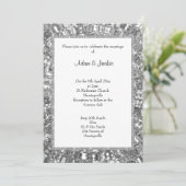 ELEGANT SILVER SPARKLE CUSTOM INVITATION KAART (Staand voorkant)