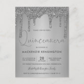 Elegant Silver Sparkle Glitter Drift Quinceañera Briefkaart (Voorkant)