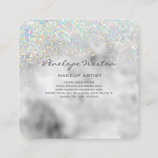 Elegant Silver Square Visitekaartje (Achterkant)