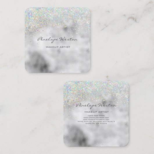 Elegant Silver Square Visitekaartje (Voorkant / Achterkant)