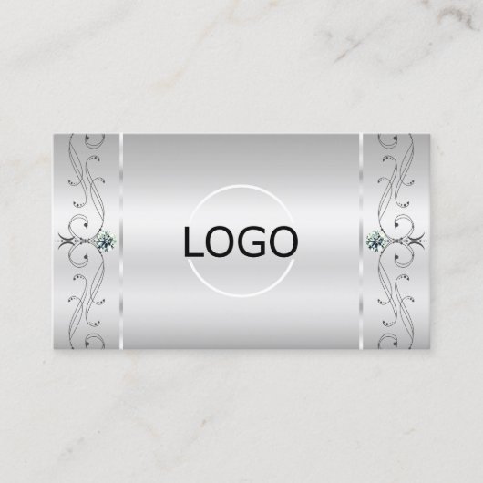 Elegant Silver  Squiggins Jewels Logo & Foto Visitekaartje (Voorkant)