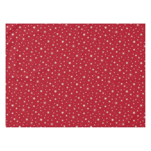 Elegant Silver Star Cute Festive Red Kerstmis Tafelkleed (Voorkant (Horizontaal))
