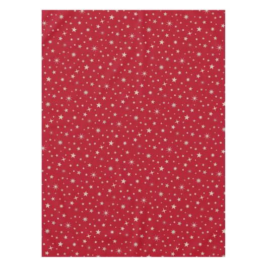 Elegant Silver Star Cute Festive Red Kerstmis Tafelkleed (Voorkant)