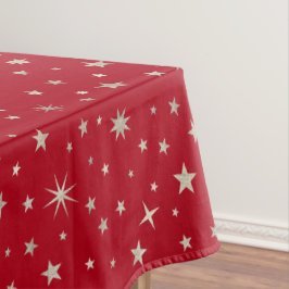 Elegant Silver Star Cute Festive Red Kerstmis Tafelkleed