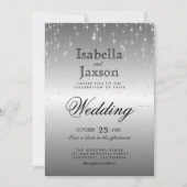 Elegant Silver Star Lights Weddenschap Kaart (Voorkant)