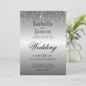 Elegant Silver Star Lights Weddenschap Kaart (Staand voorkant)