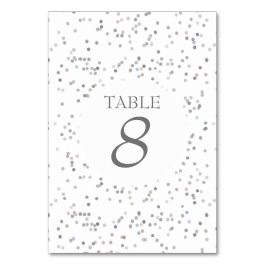 Elegant Silver Stardust Confetti Tafelnummer (Achterkant)