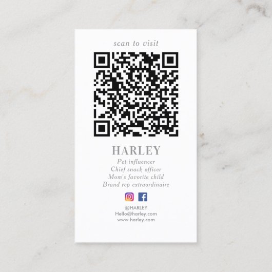 Elegant Silver Stars Aangepaste Foto QR Sociale Me Visitekaartje (Achterkant)