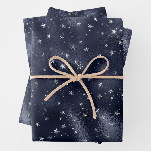 Elegant Silver Stars Kerstmis Inpakpapier Vel (In situ)